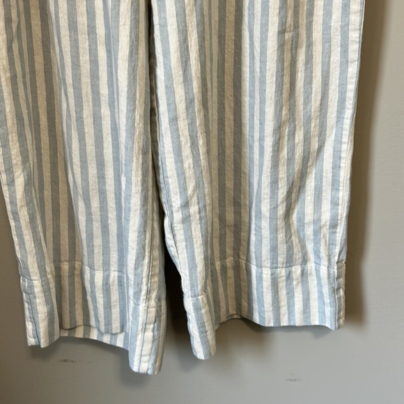 MADEWELL Tie Waist Huston Pull On Crop Pants Wide Leg Stripe Blue White Sz M - Picture 8 of 14